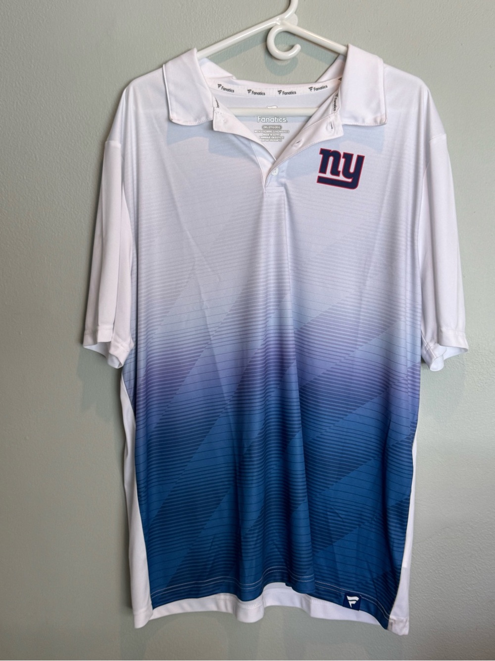 Fanatics White to Navy Gradient NY Polo